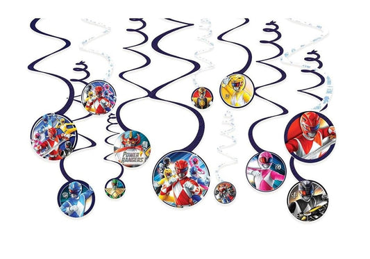 Power Ranger Spiral Decorations Party Supply, 12ct