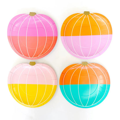 Color Blocked Pumpkins Paper Plates*