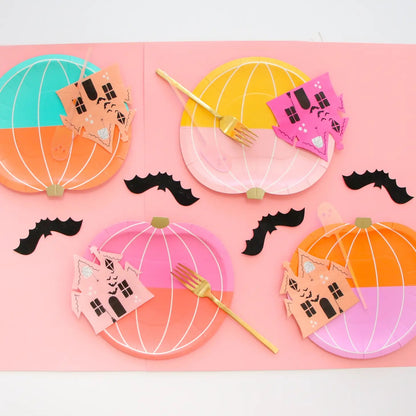 Color Blocked Pumpkins Paper Plates*