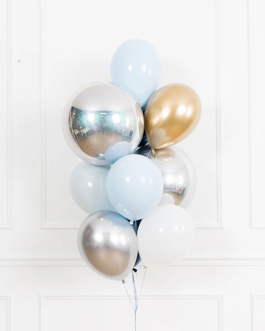 Bright Blue & Gold Balloon Bouquet