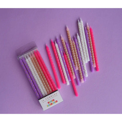Tall Pink & Purple Metallic Patterned 16 Candle Set