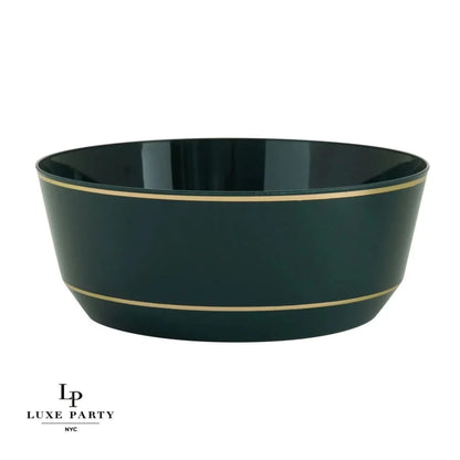 14 Oz. Round Emerald Green and Gold Plastic Bowls | 10 Pack