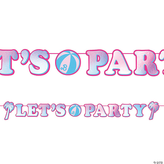 Malibu Pink Barbie "Let's Party" Letter Banner - 10" x 12 ft (1 Pack)