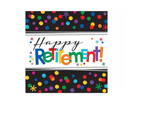 Happy Retirement Beverage Celebration Beverage Napkins 16ct (5in x 5in Paper Napkins)