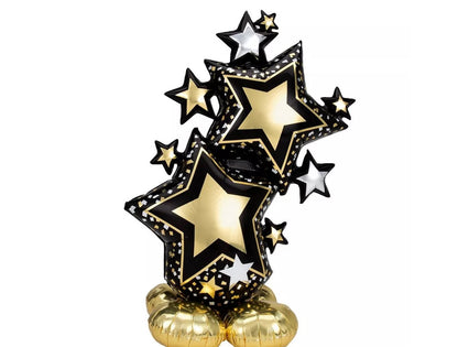 AirLoonz Black & Gold Star Cluster Balloon, 59in
