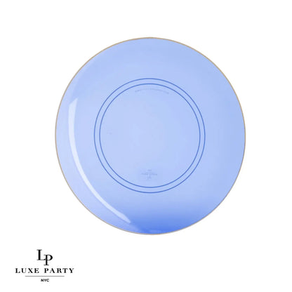 |Round Transparent Bartenura Blue • Gold Plastic Plates / 10 Pack