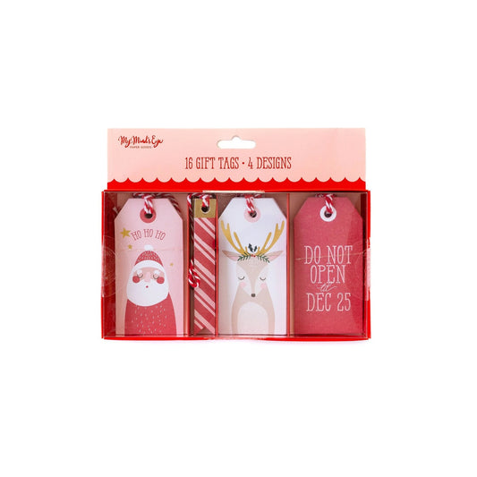 Christmas Gift Tag Set, 4 Each of 4 Designs, Santa Gift