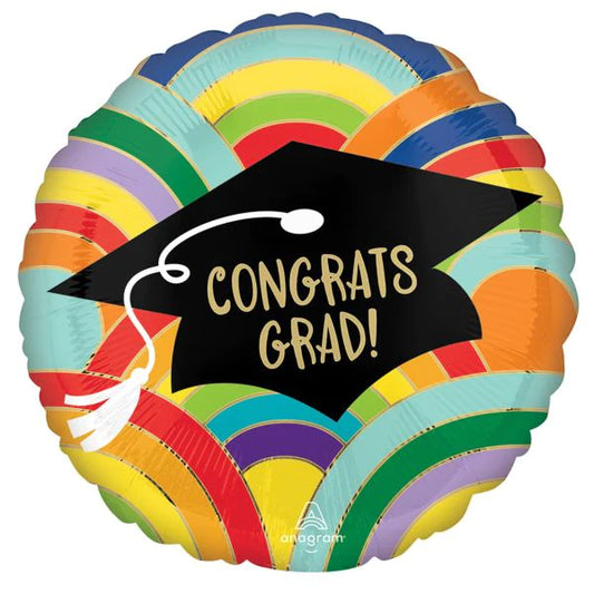 Congrats Grad Swirly Rainbow Theme