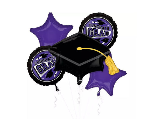 Purple Congrats Grad Foil Balloon Bouquet, 5pc - True to Your School