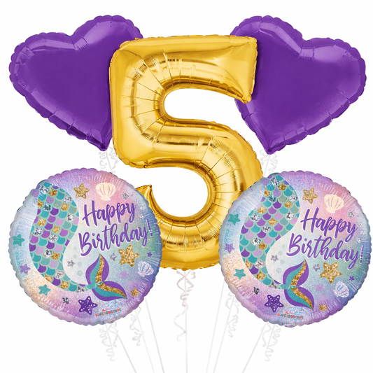 Mermaid Birthday Balloon Bouquet (Number Included)