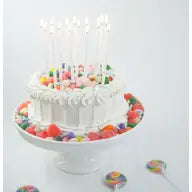 Tall White Glitter 16 Candle Set