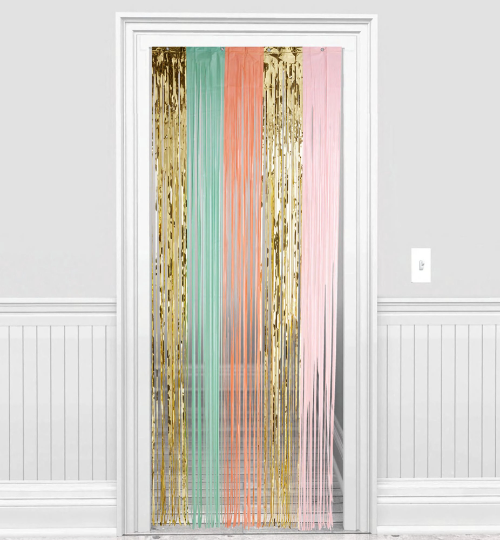 Pastel & Gold Fringe Doorway Curtain