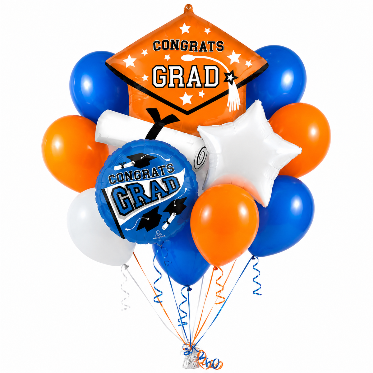 Orange and Blue Congrats Grad Cap Bouquet, 13pc – Gonzales Party Store