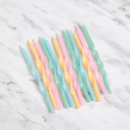 Twisted Pastel Rainbow 12 Candle Set