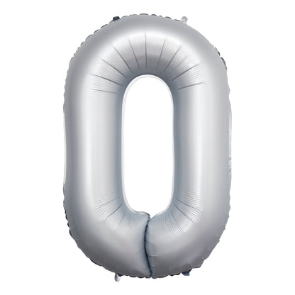 Chrome White Number Balloons, 34"