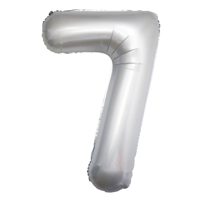Chrome White Number Balloons, 34"