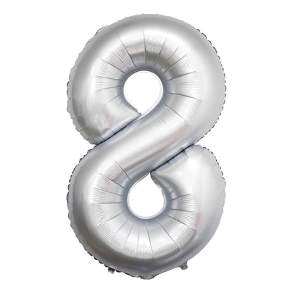 Chrome White Number Balloons, 34"