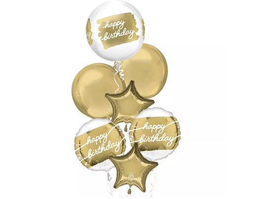Golden Age Birthday Foil Balloon Bouquet, 7pc