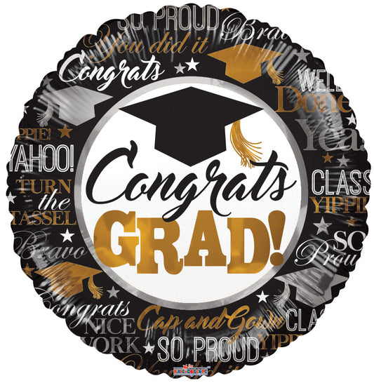 Congrats Grad Yippie Balloon 18"