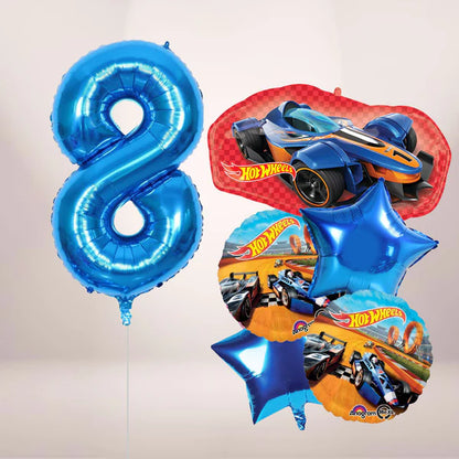 Hot Wheels Grand Bouquet with Big Number Balloon, 6pc