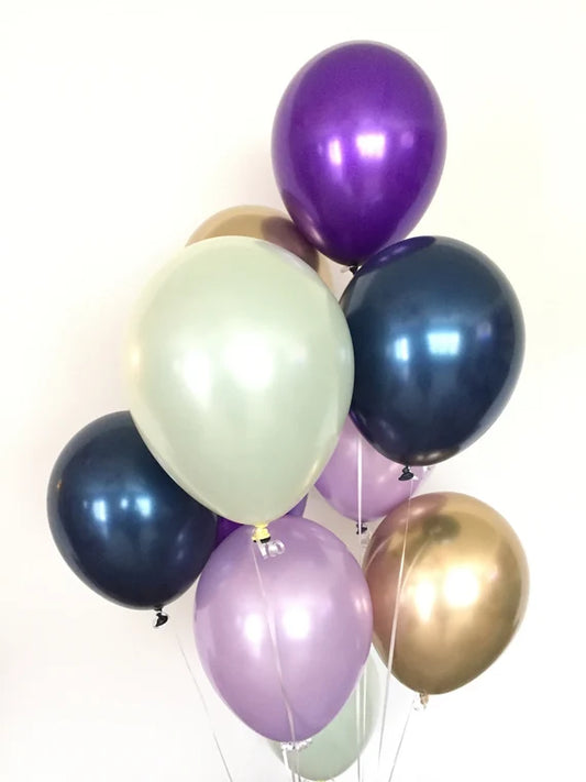 Navy & Gold Purple Luxxe Bouquet 6pc