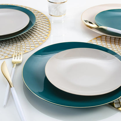 Teal• Gold Plastic Plates | 10 Pack