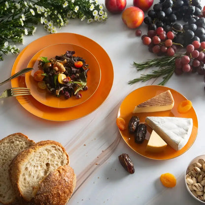 Leather • Gold Round Plastic Plates | 10 Pack