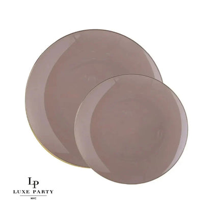 Taupe• Gold Plastic Plates | 10 Pack