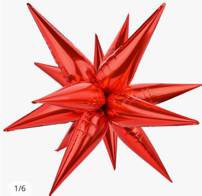 Air-Filled Starburst Balloons, 3D Star Foil