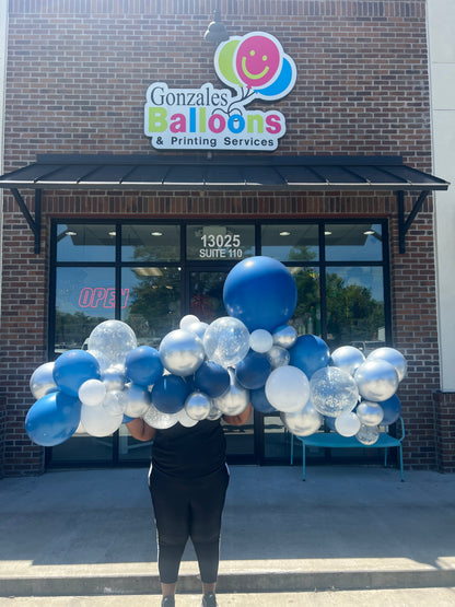 Formal Navy White & Silver BALLOON GARLAND(TO GO NO INSTALL)