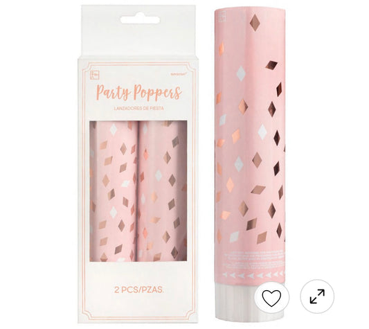 Metallic Blush Birthday Confetti Party Poppers 2ct