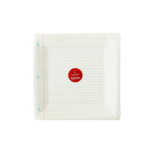Back To School Notebook Paper Plate, 8 Count*