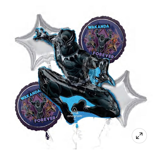 Black Panther Foil Balloon Bouquet, 5pc