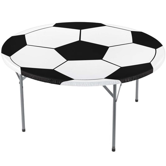 Soccer Round Elastic Plastic Tablecloth