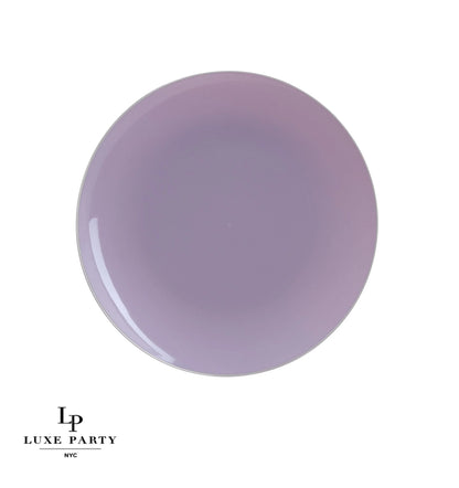 Lavender • Silver Round Plastic Plates | 10 Pack