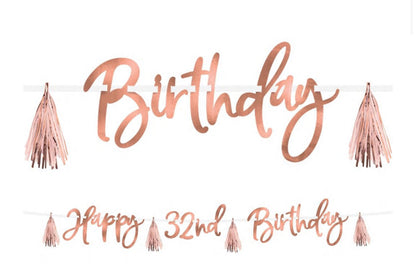 Happy Birthday Rose Gold Any Age Banner Kit