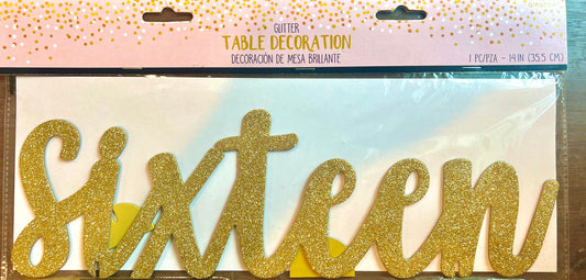 Sixteen Table Decor Glitter Cutout