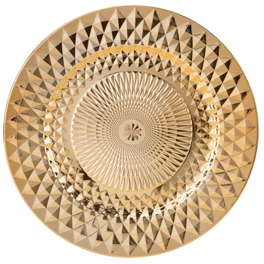 13" Gold Round Diamond Plastic Charger Plate | 1 Charger
