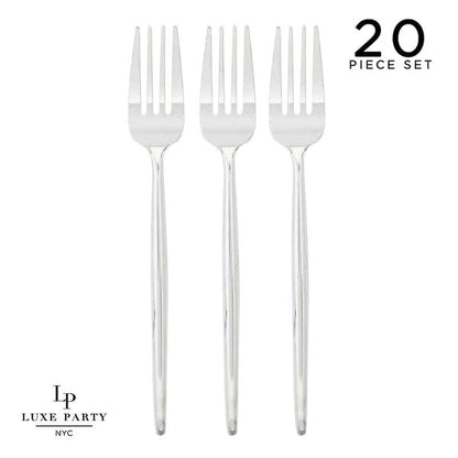 Solid Round Silver Forks | 20 Pieces