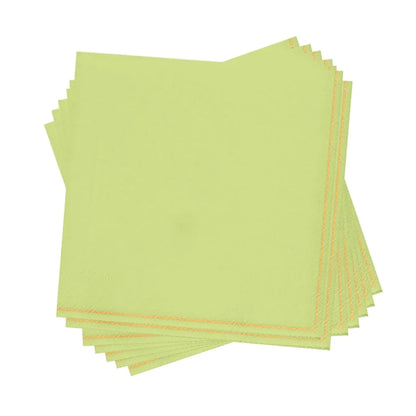 Lime Green with Gold Stripe Paper Cocktail Napkins | 20 Napkins