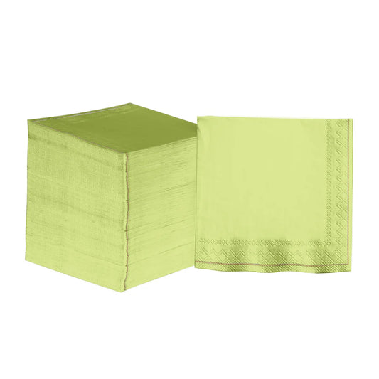 Lime Green with Gold Stripe Paper Cocktail Napkins | 20 Napkins