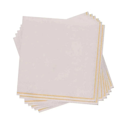 Linen with Gold Stripe Paper Lunch Napkins | 20 Napkins