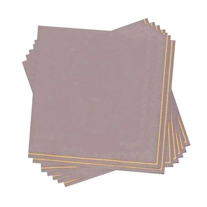 Mauve with Gold Stripe Paper Lunch Napkins | 20 Napkins