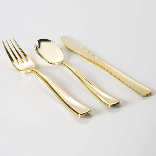 Gold Plastic Cutlery Combo Set | 60 Pieces