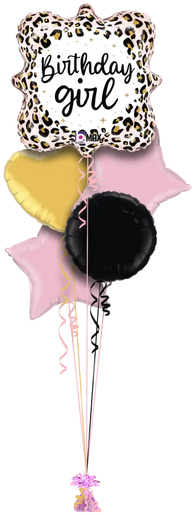 Birthday Girl Leopard 6pc Balloon Bouquet*