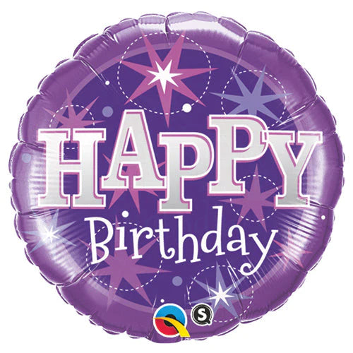 Purple Sparkle Happy Birthday, 18"