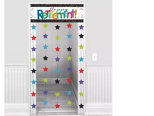 Happy Retirement Celebration Doorway Curtain (39in x 77in Cardstock & Foil Decoration)