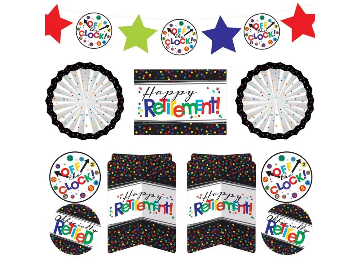 Happy Retirement Celebration Room Decorating Kit 10pc (Cardstock & Foil Decorations)