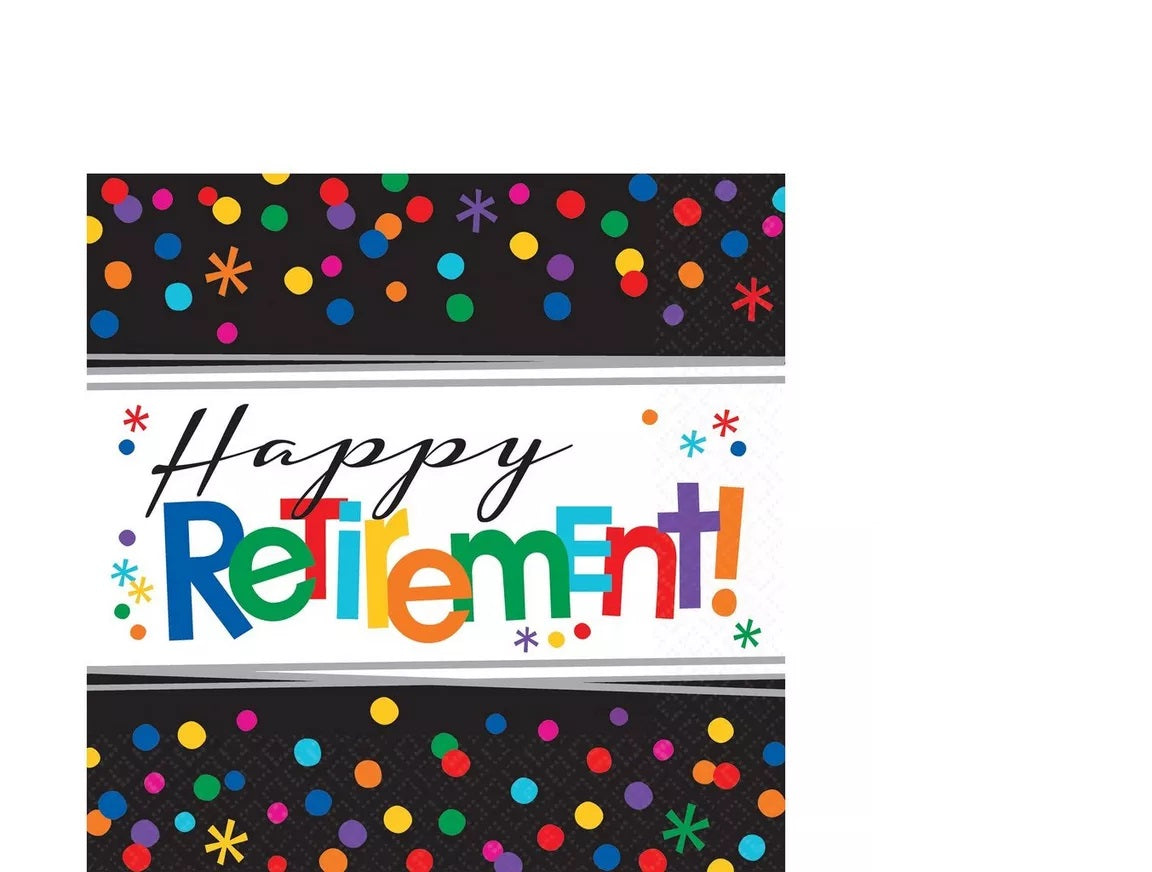 Happy Retirement Lunch Celebration Lunch Napkins 16ct (6 1/2in x 6 1/2in Paper Napkins)