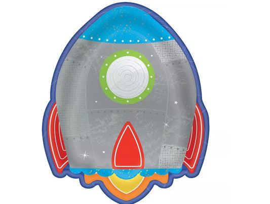 Shaped Blast Off Rocket Dessert Plates 8ct